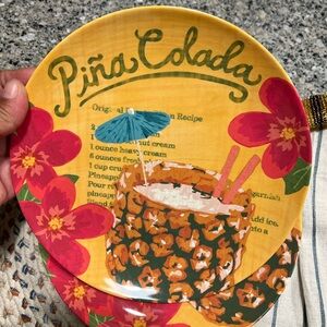 Tommy Bahama lot of 4 Colorful Piña Colada Themed Plates